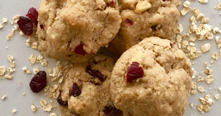 White Chocolate, Cranberry and Oatmeal Cookies 
